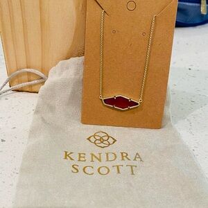 Kendra Scott Gold Necklace with Deep Red Pendant